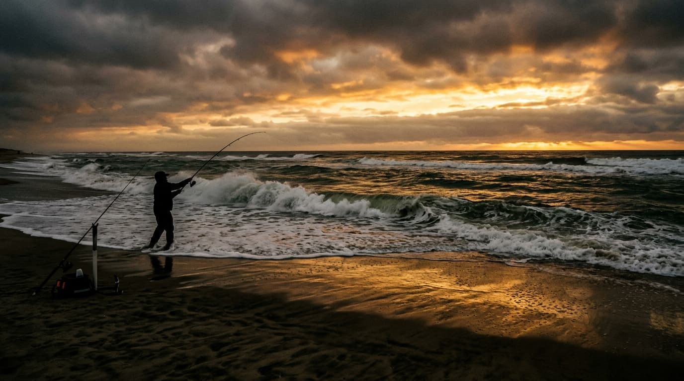 Surf fishing at dawn on the Outer Banks
